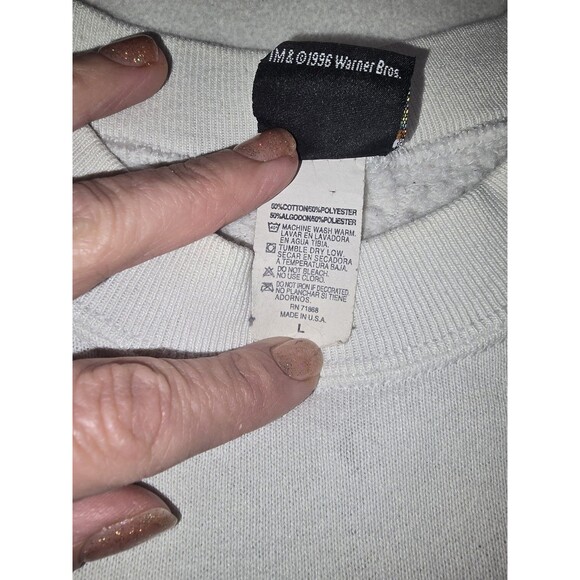 Vintage 90s Space Jam Looney Tunes Positively Looney Sweatshirt L 1996 Freeze - Picture 6 of 16